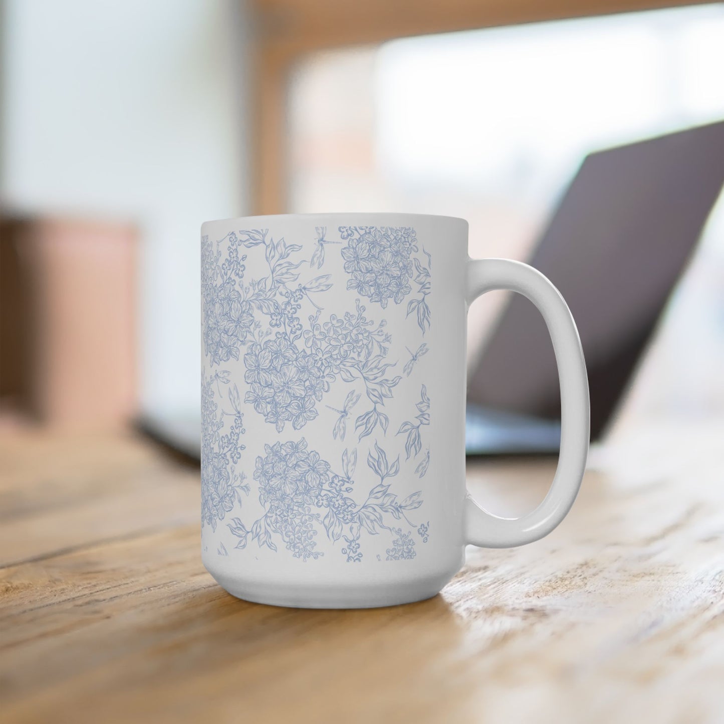 Blue Blossom Elegance Floral Mug