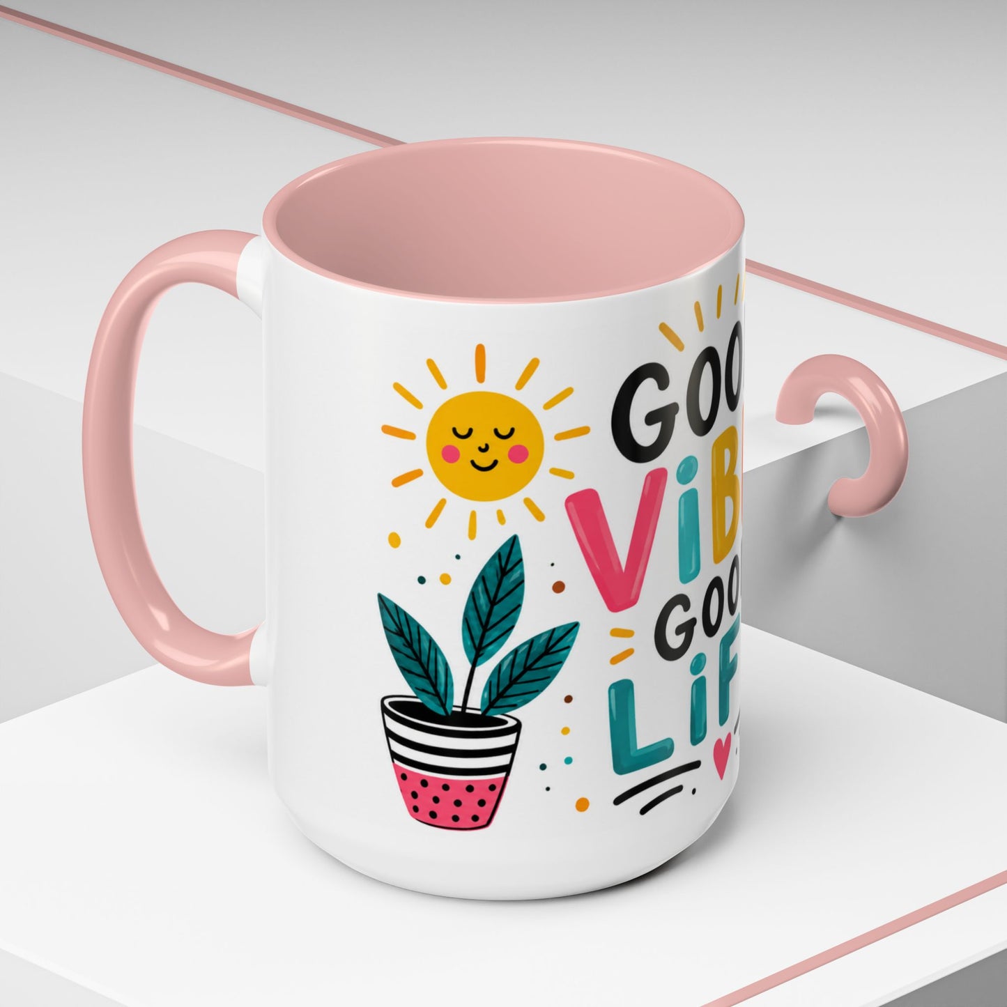 Good Vibes Good Life Accent Coffee Mug