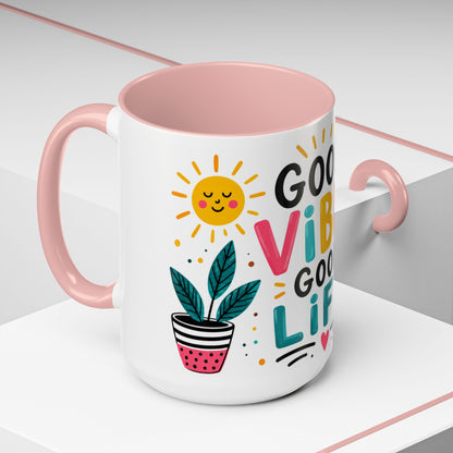 Good Vibes Good Life Accent Coffee Mug
