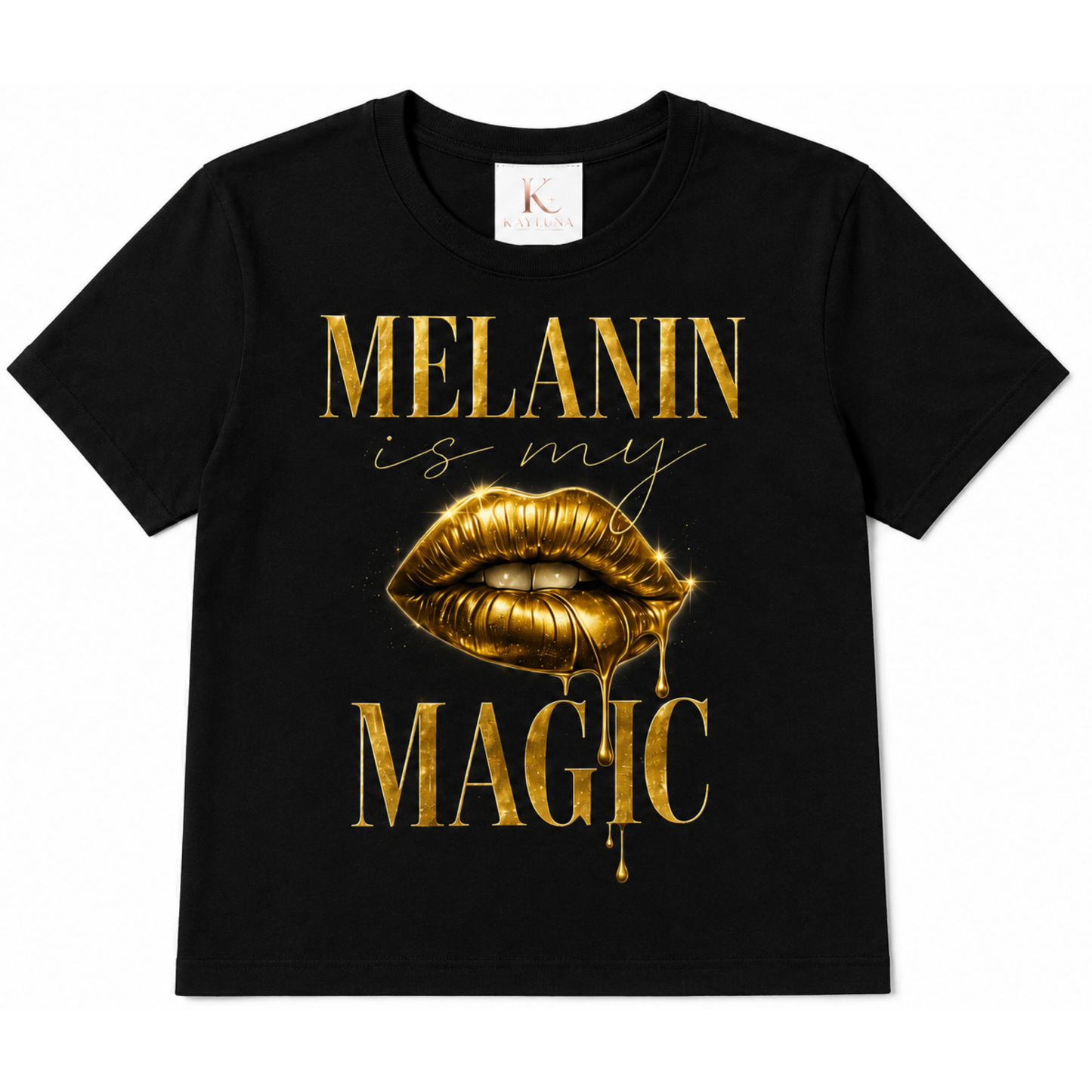 Melanin Magic™ Gold Luxe Graphic Tee – Bold Beauty & Unapologetic Confidenc
