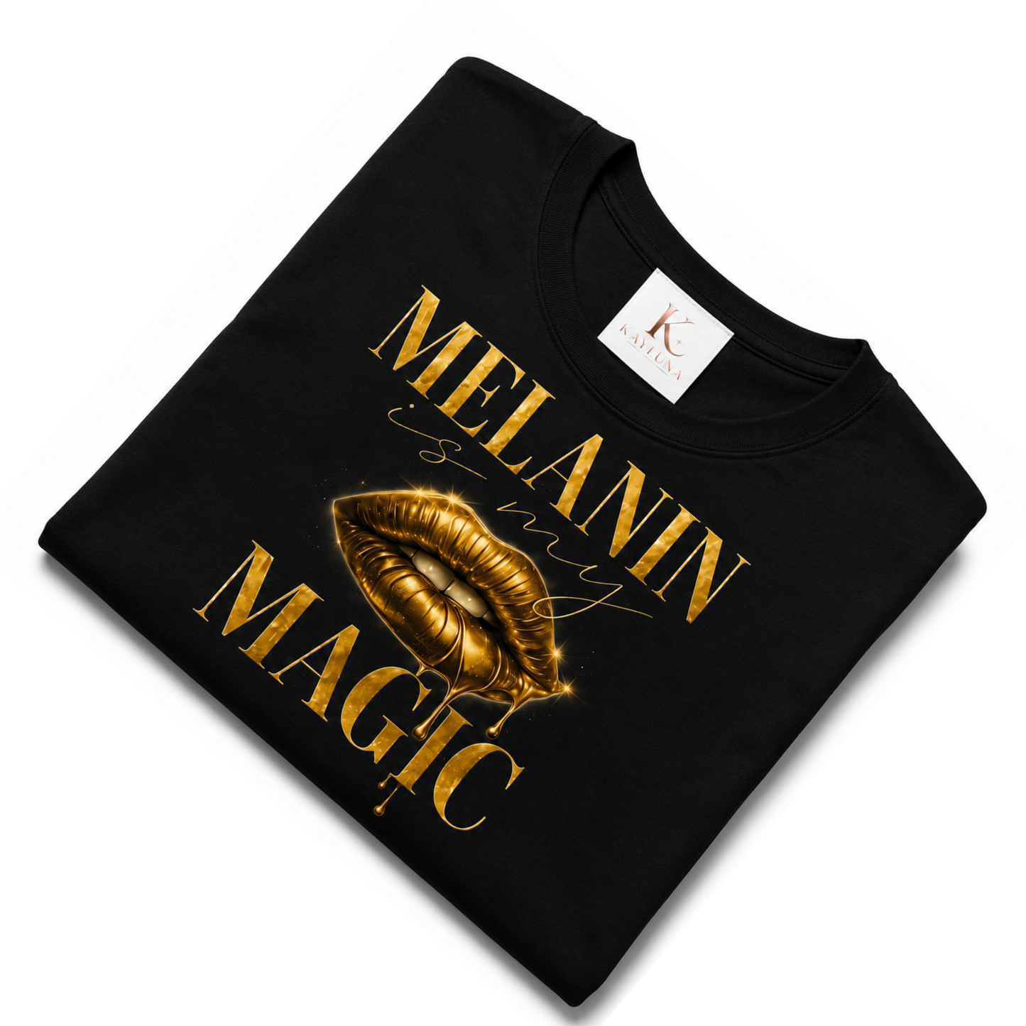 Melanin Magic™ Gold Luxe Graphic Tee – Bold Beauty & Unapologetic Confidenc