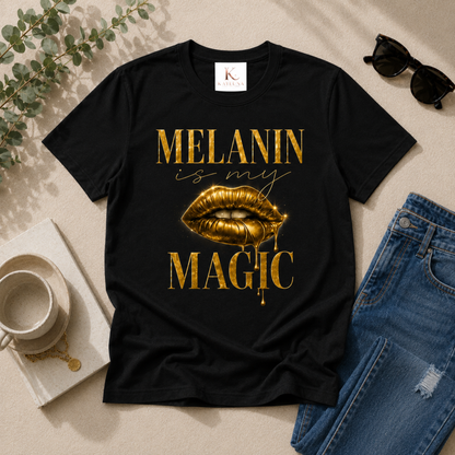 Melanin Magic™ Gold Luxe Graphic Tee – Bold Beauty & Unapologetic Confidenc