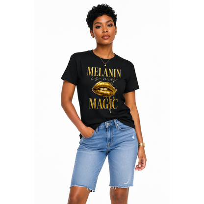 Melanin Magic™ Gold Luxe Graphic Tee – Bold Beauty & Unapologetic Confidenc