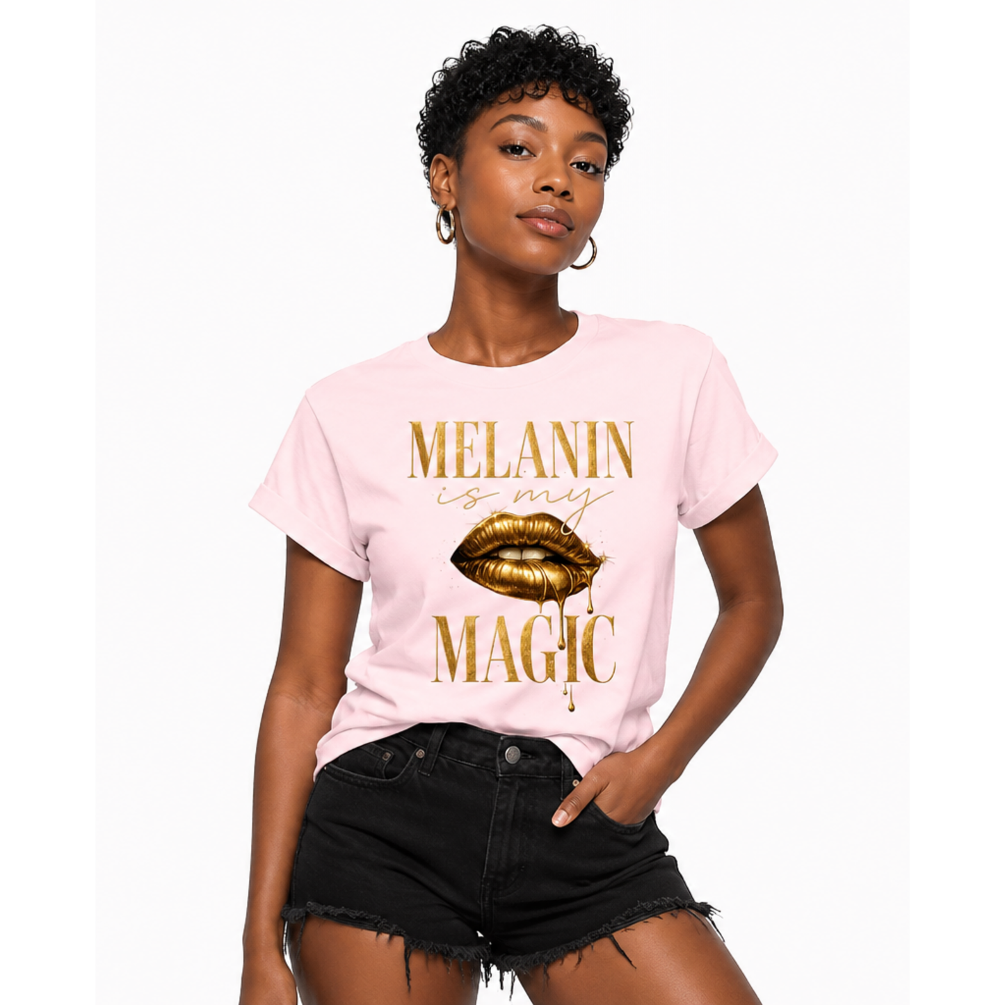 Melanin Magic™ Gold Luxe Graphic Tee – Bold Beauty & Unapologetic Confidenc