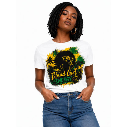 Island Girl Energy™ – Tropical Spirit Graphic Cotton Tee