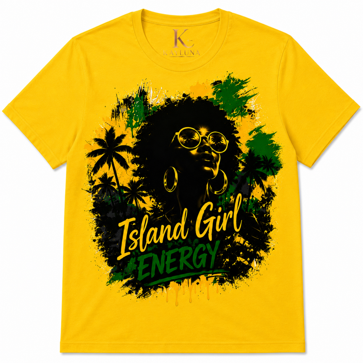 Island Girl Energy™ – Tropical Spirit Graphic Cotton Tee