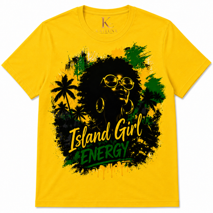 Island Girl Energy™ – Tropical Spirit Graphic Cotton Tee