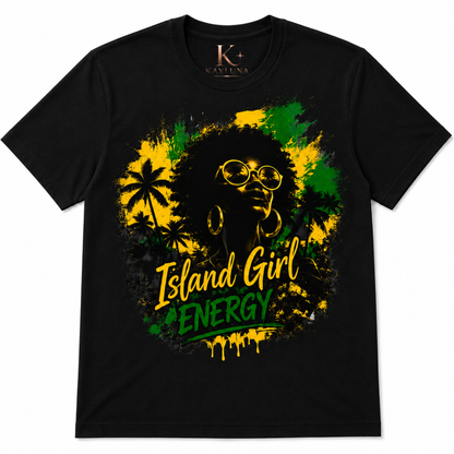 Island Girl Energy™ – Tropical Spirit Graphic Cotton Tee