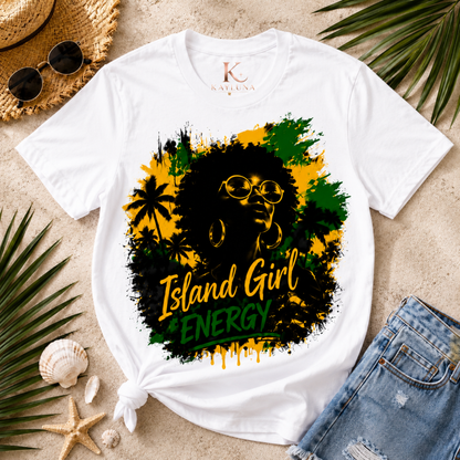 Island Girl Energy™ – Tropical Spirit Graphic Cotton Tee