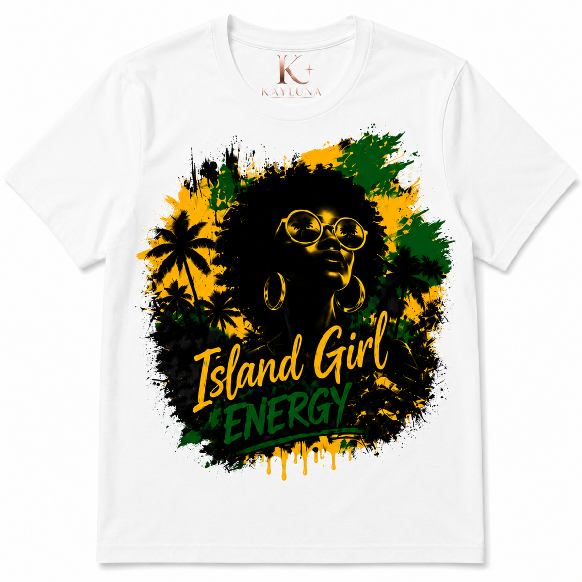 Island Girl Energy™ – Tropical Spirit Graphic Cotton Tee