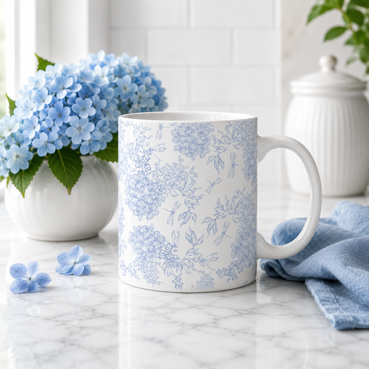 Blue Blossom Elegance Floral Mug