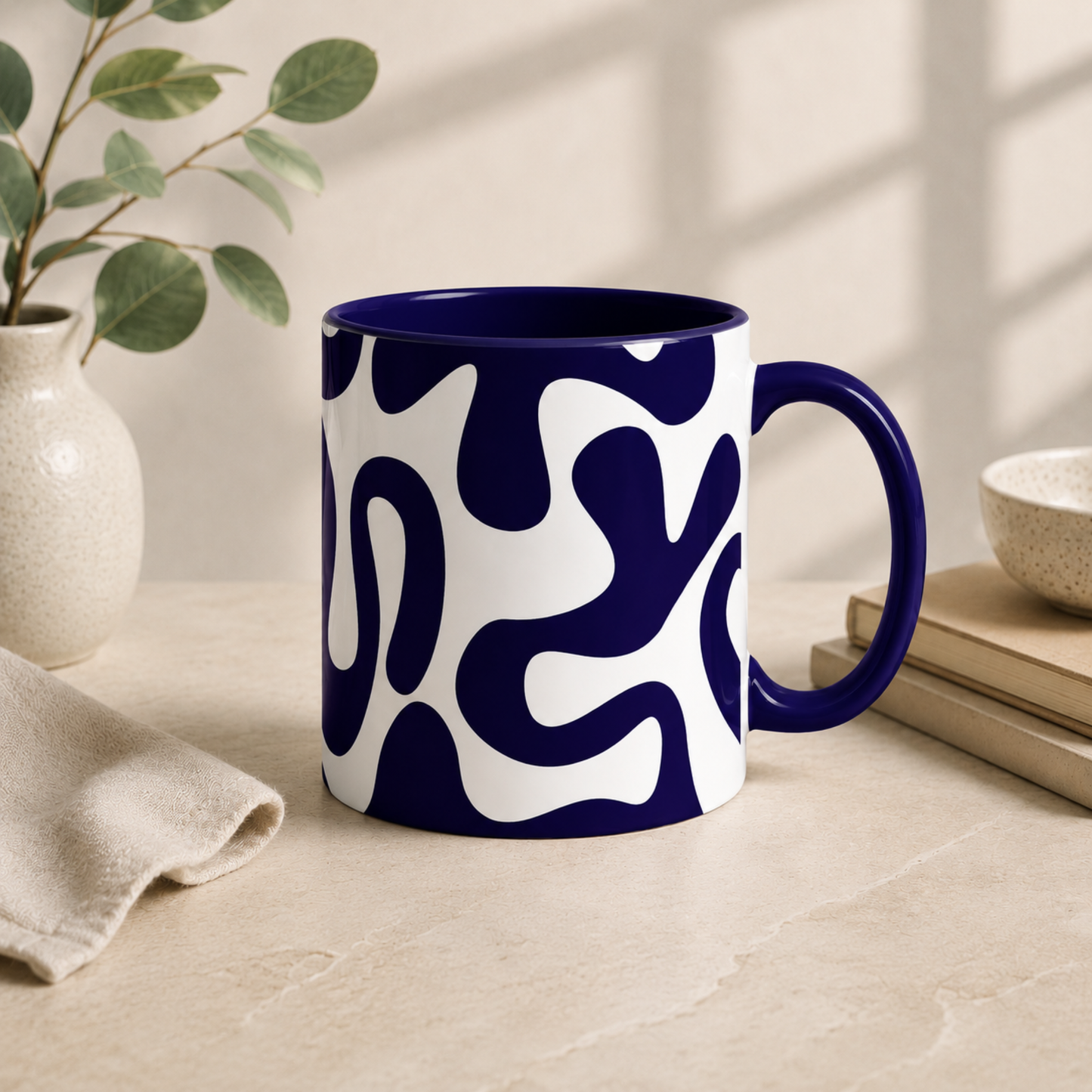 Navy Flow Abstract Accent Mug