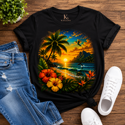 Caribbean Sunset Paradise Graphic Tee