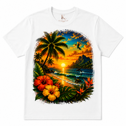 Caribbean Sunset Paradise Graphic Tee