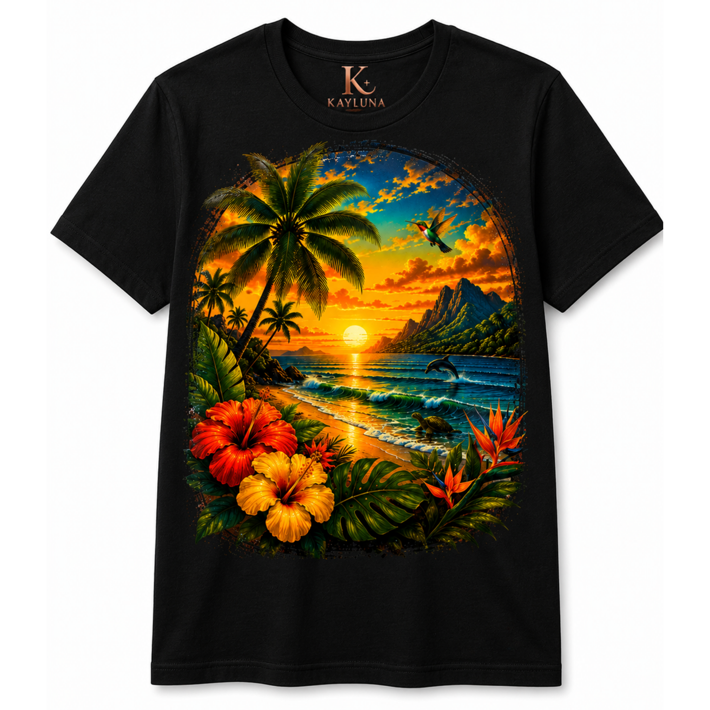 Caribbean Sunset Paradise Graphic Tee