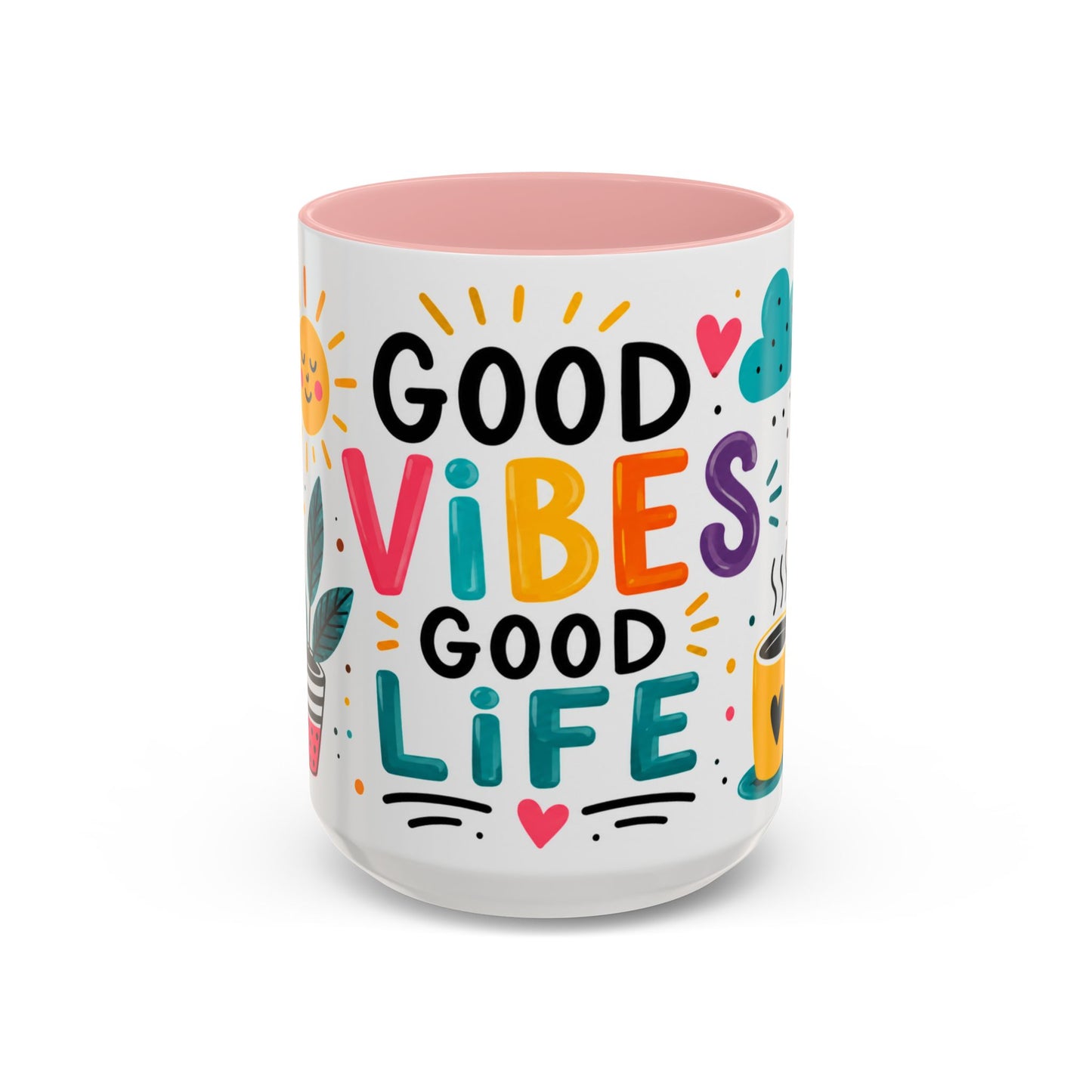 Good Vibes Good Life Accent Coffee Mug