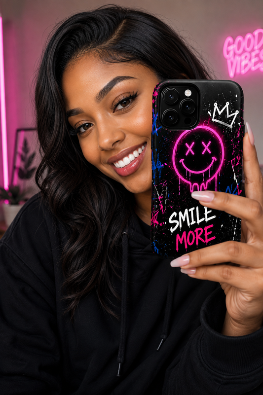 Smile More Neon Graffiti Phone Case